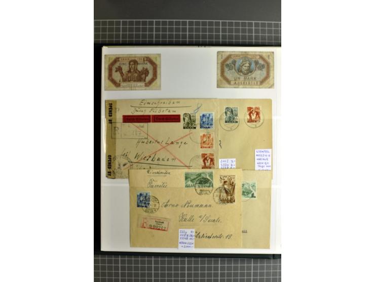 1947/1959, sehr umfangreiche gestempelte Sammlung mit vielen Briefstücken, Einheiten und Besonderheiten sowie Briefen und FDC