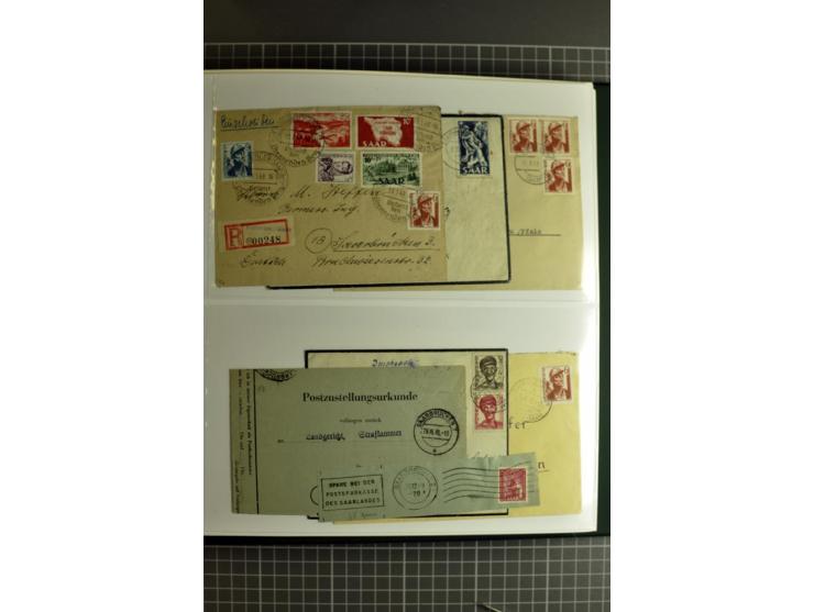 1947/1959, sehr umfangreiche gestempelte Sammlung mit vielen Briefstücken, Einheiten und Besonderheiten sowie Briefen und FDC