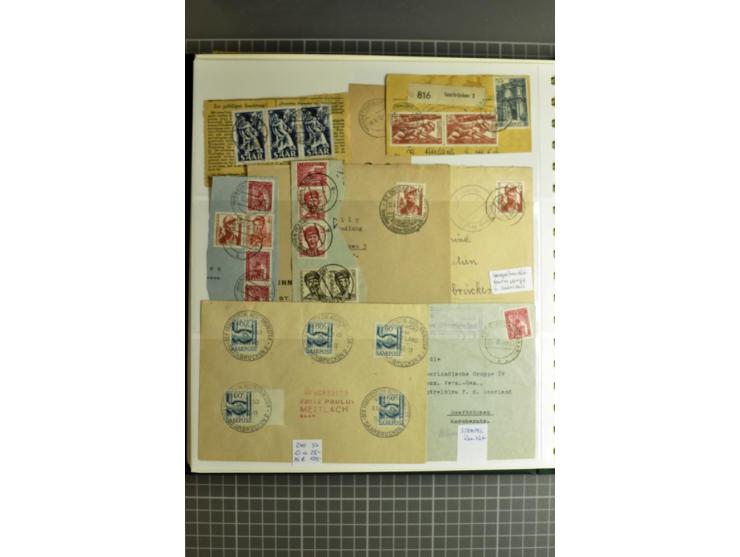 1947/1959, sehr umfangreiche gestempelte Sammlung mit vielen Briefstücken, Einheiten und Besonderheiten sowie Briefen und FDC