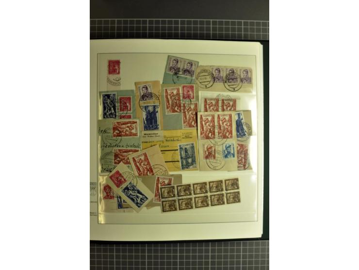 1947/1959, sehr umfangreiche gestempelte Sammlung mit vielen Briefstücken, Einheiten und Besonderheiten sowie Briefen und FDC