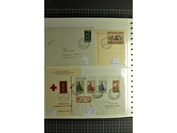 1947/1959, sehr umfangreiche gestempelte Sammlung mit vielen Briefstücken, Einheiten und Besonderheiten sowie Briefen und FDC