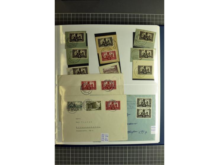 1947/1959, sehr umfangreiche gestempelte Sammlung mit vielen Briefstücken, Einheiten und Besonderheiten sowie Briefen und FDC