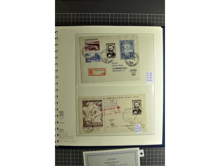 1947/1959, sehr umfangreiche gestempelte Sammlung mit vielen Briefstücken, Einheiten und Besonderheiten sowie Briefen und FDC