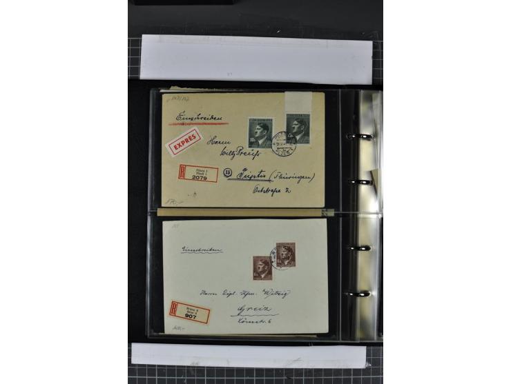 1939/45, Partie Briefe und Karten, dabei Einzelfrankaturen, Mehrfachfrankaturen, Reco, Express, Wertbriefe etc.