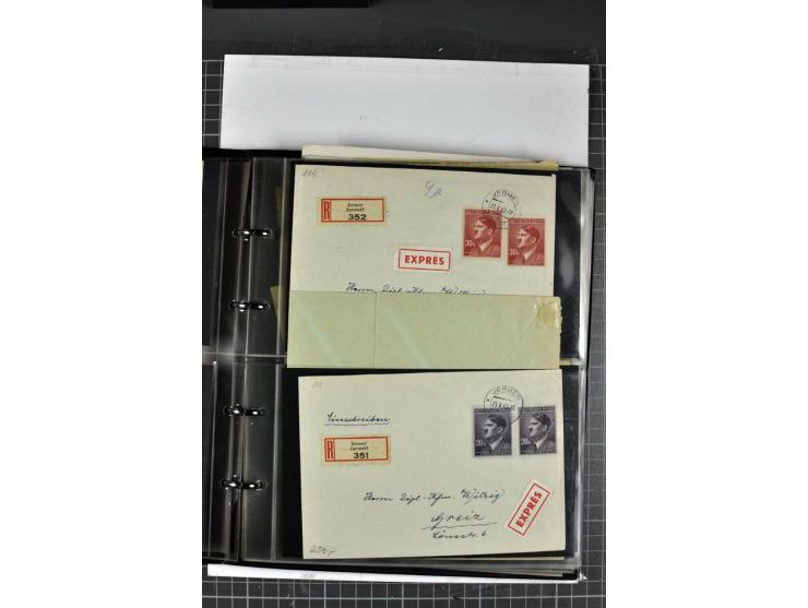 1939/45, Partie Briefe und Karten, dabei Einzelfrankaturen, Mehrfachfrankaturen, Reco, Express, Wertbriefe etc.