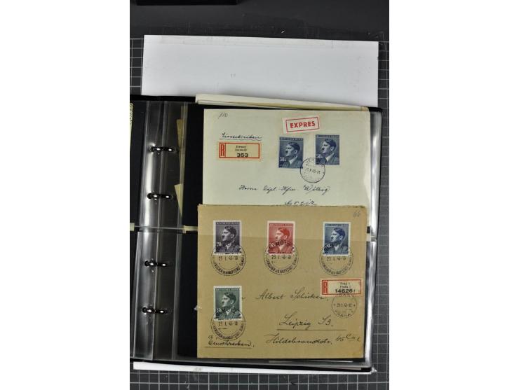 1939/45, Partie Briefe und Karten, dabei Einzelfrankaturen, Mehrfachfrankaturen, Reco, Express, Wertbriefe etc.