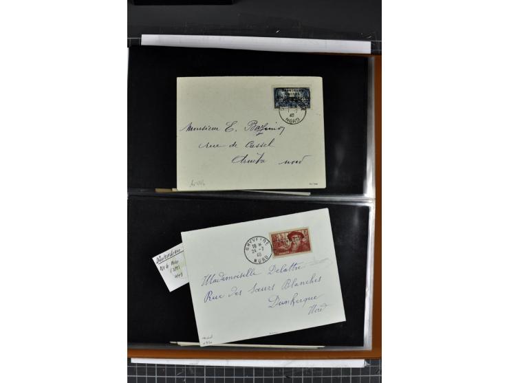 1940, umfangreiche Sammlung von 58 Briefen und einigen losen Marken dabei u.a. Frankreich Nr. 408 im gestempelten Eckrandvier