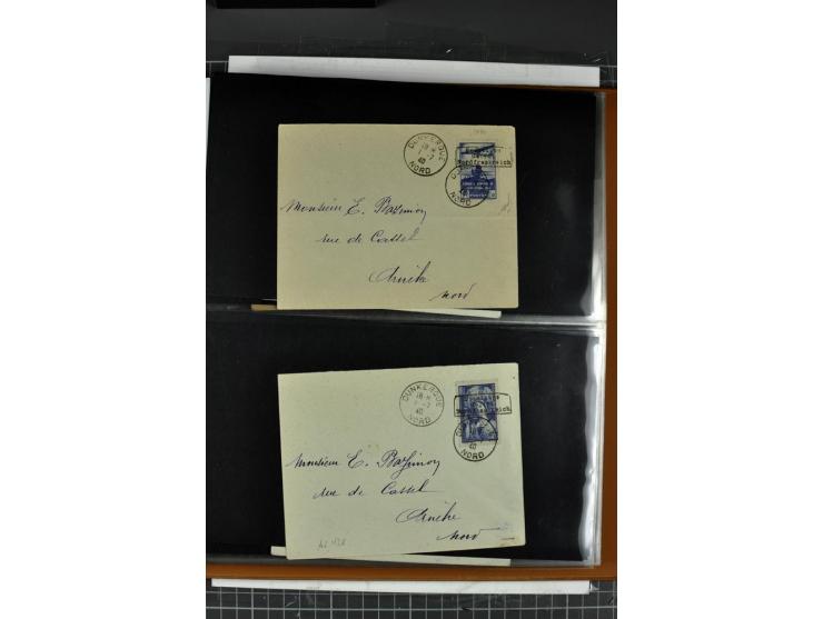 1940, umfangreiche Sammlung von 58 Briefen und einigen losen Marken dabei u.a. Frankreich Nr. 408 im gestempelten Eckrandvier