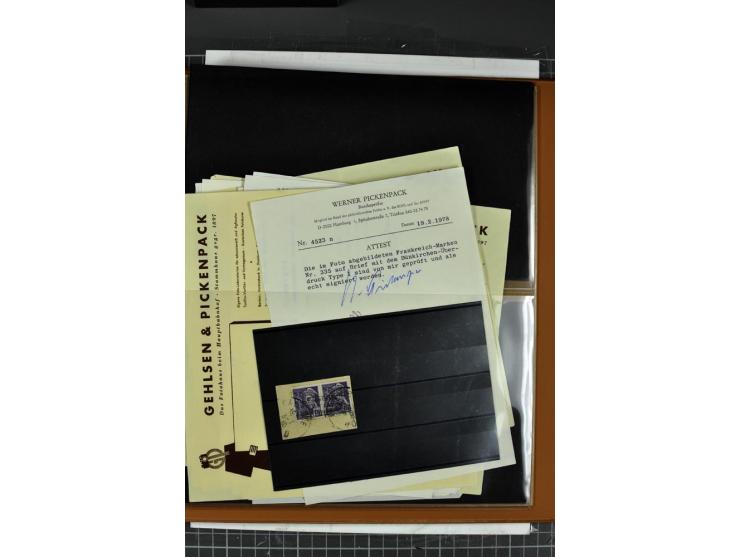 1940, umfangreiche Sammlung von 58 Briefen und einigen losen Marken dabei u.a. Frankreich Nr. 408 im gestempelten Eckrandvier