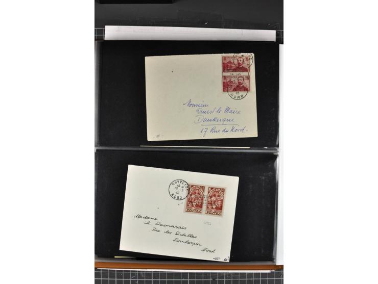 1940, umfangreiche Sammlung von 58 Briefen und einigen losen Marken dabei u.a. Frankreich Nr. 408 im gestempelten Eckrandvier