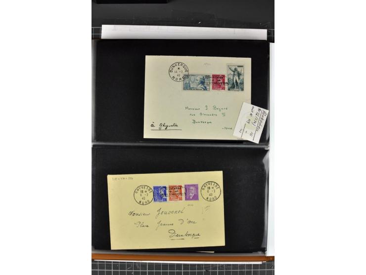 1940, umfangreiche Sammlung von 58 Briefen und einigen losen Marken dabei u.a. Frankreich Nr. 408 im gestempelten Eckrandvier