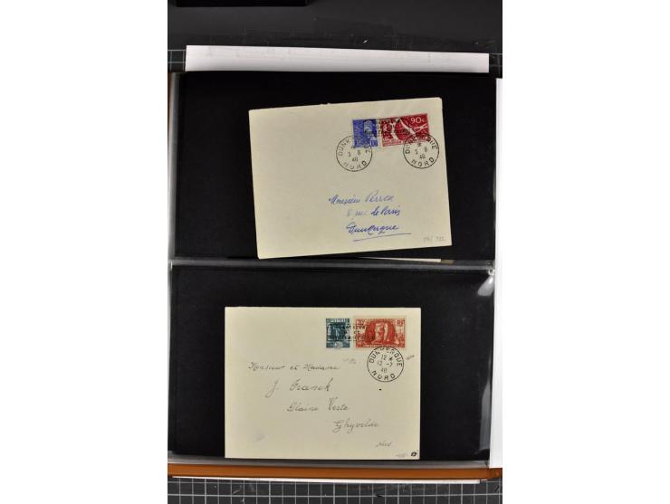 1940, umfangreiche Sammlung von 58 Briefen und einigen losen Marken dabei u.a. Frankreich Nr. 408 im gestempelten Eckrandvier
