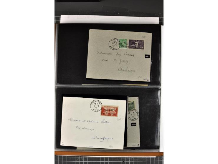 1940, umfangreiche Sammlung von 58 Briefen und einigen losen Marken dabei u.a. Frankreich Nr. 408 im gestempelten Eckrandvier