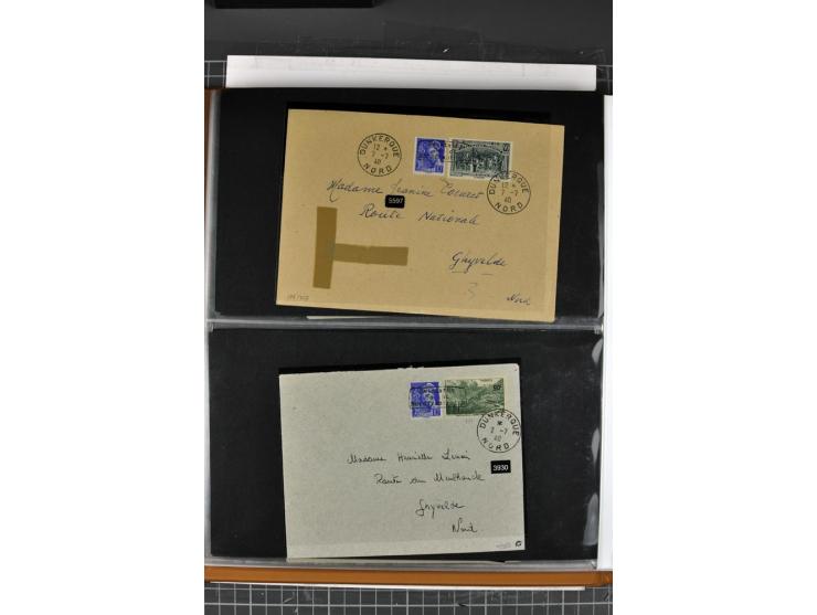 1940, umfangreiche Sammlung von 58 Briefen und einigen losen Marken dabei u.a. Frankreich Nr. 408 im gestempelten Eckrandvier