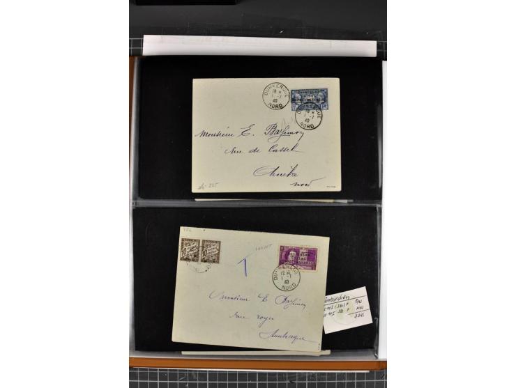 1940, umfangreiche Sammlung von 58 Briefen und einigen losen Marken dabei u.a. Frankreich Nr. 408 im gestempelten Eckrandvier