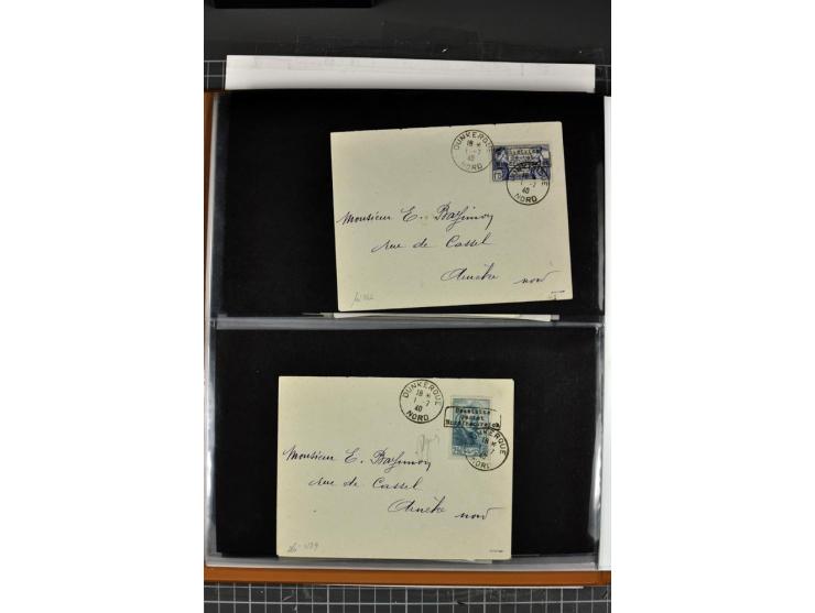 1940, umfangreiche Sammlung von 58 Briefen und einigen losen Marken dabei u.a. Frankreich Nr. 408 im gestempelten Eckrandvier