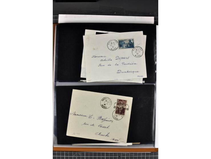 1940, umfangreiche Sammlung von 58 Briefen und einigen losen Marken dabei u.a. Frankreich Nr. 408 im gestempelten Eckrandvier