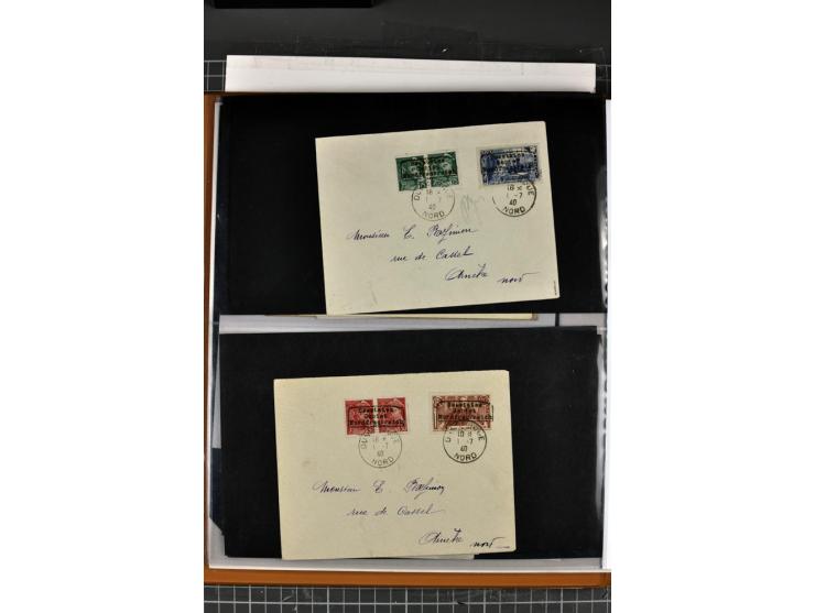 1940, umfangreiche Sammlung von 58 Briefen und einigen losen Marken dabei u.a. Frankreich Nr. 408 im gestempelten Eckrandvier