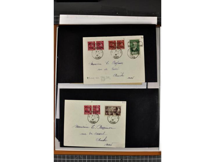 1940, umfangreiche Sammlung von 58 Briefen und einigen losen Marken dabei u.a. Frankreich Nr. 408 im gestempelten Eckrandvier