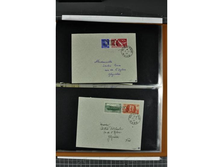 1940, umfangreiche Sammlung von 58 Briefen und einigen losen Marken dabei u.a. Frankreich Nr. 408 im gestempelten Eckrandvier