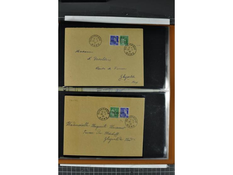 1940, umfangreiche Sammlung von 58 Briefen und einigen losen Marken dabei u.a. Frankreich Nr. 408 im gestempelten Eckrandvier