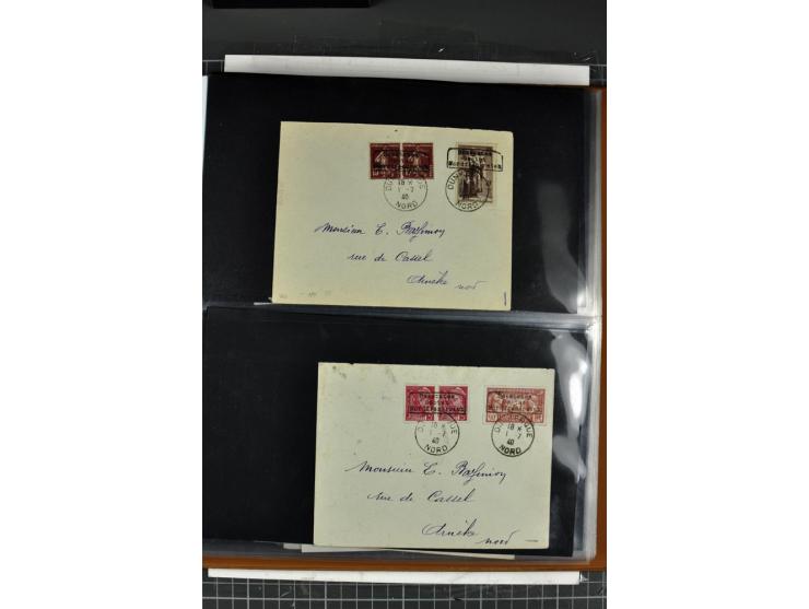 1940, umfangreiche Sammlung von 58 Briefen und einigen losen Marken dabei u.a. Frankreich Nr. 408 im gestempelten Eckrandvier