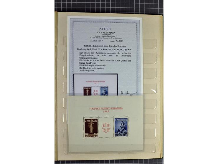  1941/43, sehr schöne saubere postfrische Sammlung  mit etlichen Besonderheiten wie Plattenfehlern, Herzstücken etc., vieles 