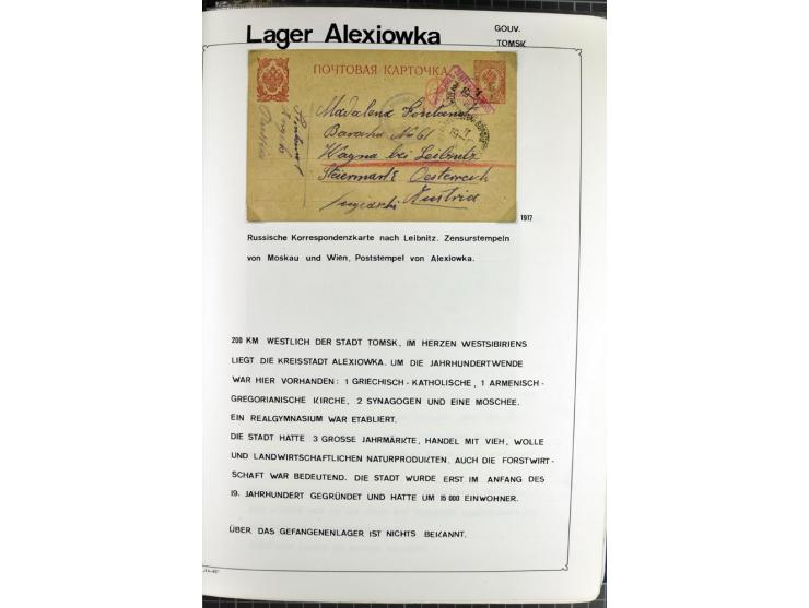 1914/20, interessante Sammlung "Russ. Kriegsgefangenen-Lager in Sibirien" mit über 500 Karten und Briefen, sauber sortiert na