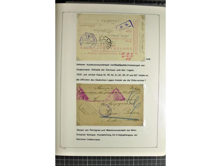 1914/20, interessante Sammlung "Russ. Kriegsgefangenen-Lager in Sibirien" mit über 500 Karten und Briefen, sauber sortiert na