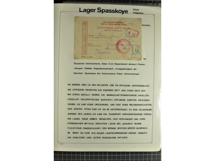 1914/20, interessante Sammlung "Russ. Kriegsgefangenen-Lager in Sibirien" mit über 500 Karten und Briefen, sauber sortiert na