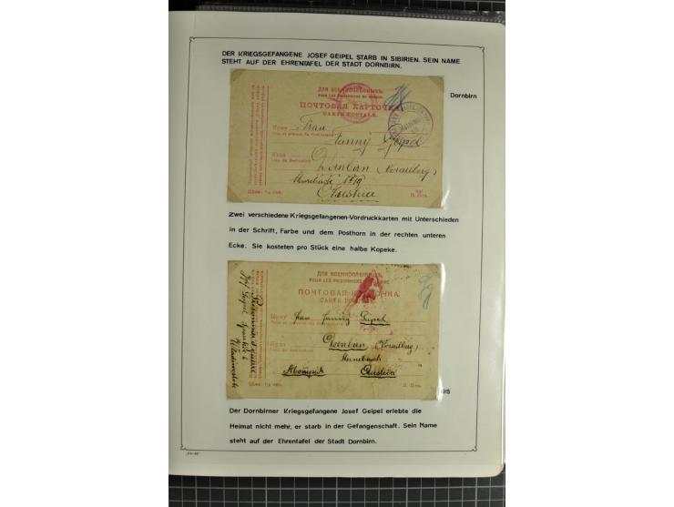 1914/20, interessante Sammlung "Russ. Kriegsgefangenen-Lager in Sibirien" mit über 500 Karten und Briefen, sauber sortiert na
