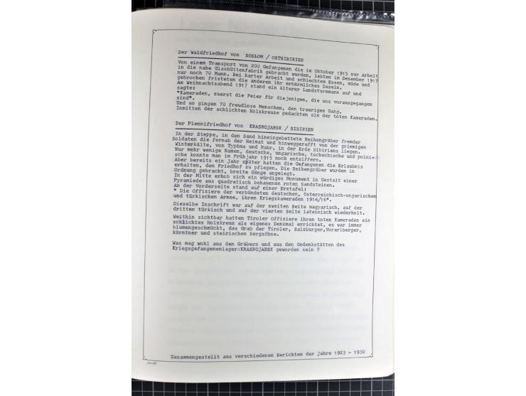 1914/20, interessante Sammlung "Russ. Kriegsgefangenen-Lager in Sibirien" mit über 500 Karten und Briefen, sauber sortiert na