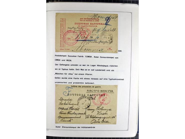 1914/20, interessante Sammlung "Russ. Kriegsgefangenen-Lager in Sibirien" mit über 500 Karten und Briefen, sauber sortiert na
