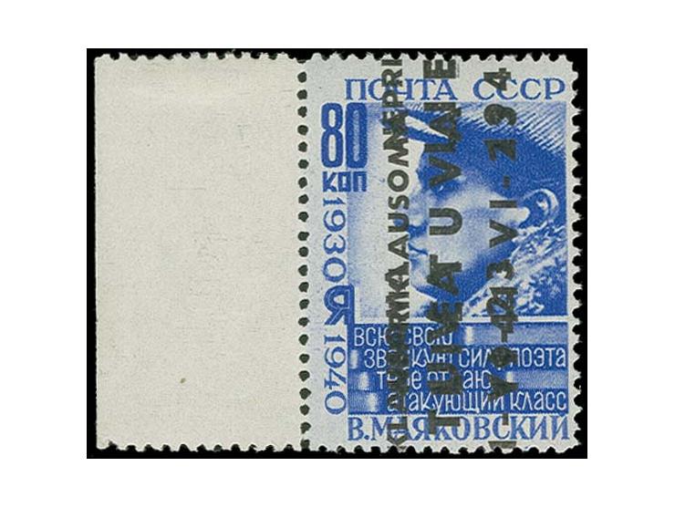 80 K. blau mit doppeltem Aufdruck, mit linkem Bogenrand (dort mit Falzrest), postfrisch, Kabinett, sign. Grobe und Fotoattest