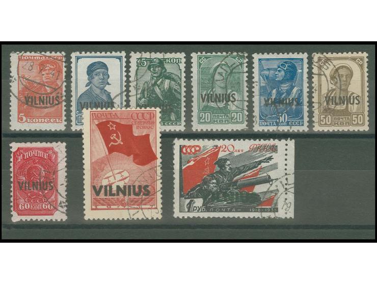 VILNIUS: 1941, 5 K.- 1. Rbl. kpl., gestempelt, Pracht, sign. Krischke mit Fotoattest (Mi. 1.200,-)