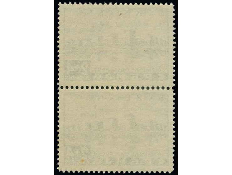 1941, Semendria 2 Din. im senkrechten Paar, obere Marke mit Plattenfehler "Tür unten rechts im vordersten Festungsturm", post