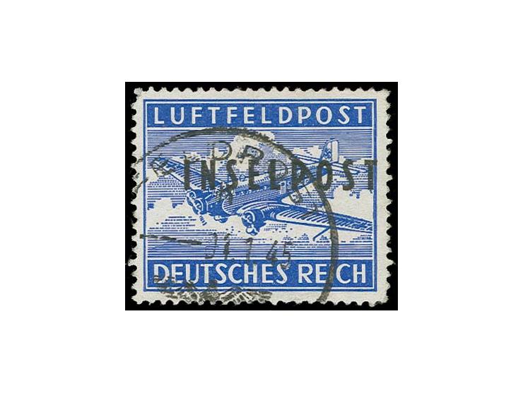 Insel Rhodos gezähnt mit Normstempel "h 4.1.45" (Porto Lago auf Leros), zwei kleine Eckzahnfehler, sonst einwandfreies und sc