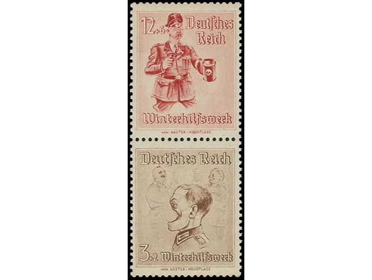 12 Pfg. Himmler und 3 Pfg. Göring im senkrechten Zusammendruckpaar, postfrisch, obere Marke mit kleinem Papiereinschluß, tade