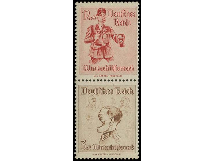 WHW 3 und 12 Pfg. im senkrechten Zusammendruck, postfrisch, untere Marke mit leichter Druckstelle, sonst einwandfrei (Mi. 100