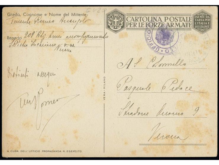 ITALIENIENISCHE FELDPOST-PROPAGANDA: 1941, farbige Karte "Ital. Fahnenträger auf mehrköpfiger Schlange mit Inschrift U.R.S.S.