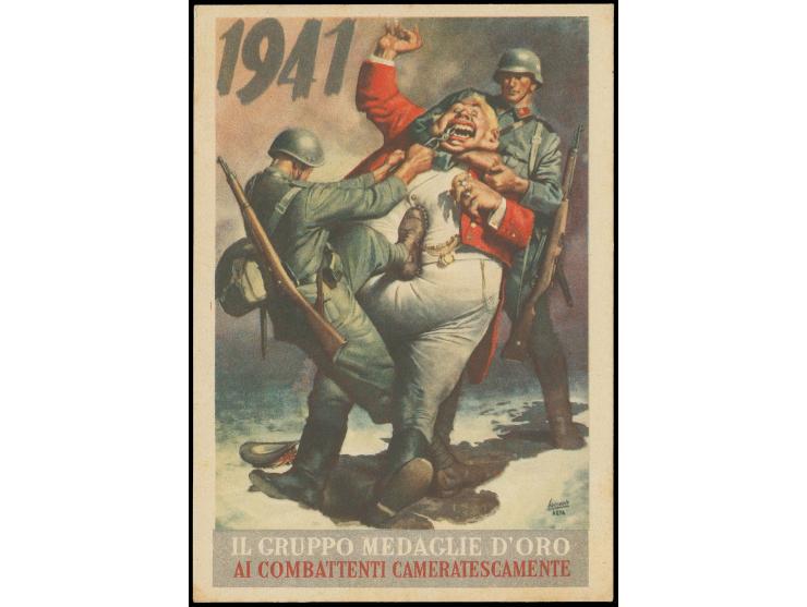 ITALIENIENISCHE FELDPOST-PROPAGANDA: 1941, farbige Karte "AI COMBATTENTI CAMERATESCAMETE", ungebraucht, minimal fleckig
