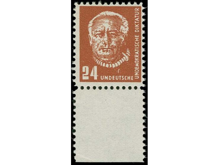  PROPAGANDFÄLSCHUNGEN: 1952, Undeutsche Undemokratische Republik 24 Pfg. mit Unterrand, postfrisch, tadellos, Fotoattest Maye
