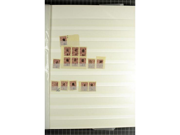 1920, Dashnak Rbl-Aufdrucke, 48seitiges Lagerbuch mit über 800 echten Aufdrucken, dabei viel postfrisches Material, dazu ein 