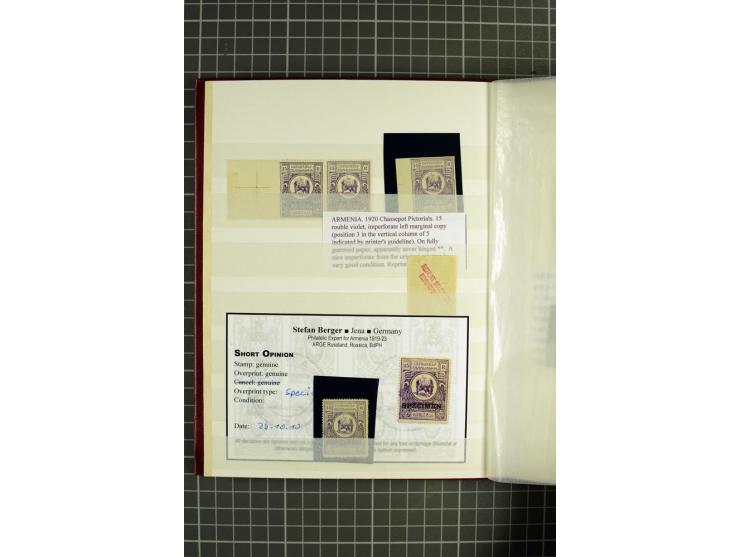 1920, Chassepot Ausgabe, kleine Sammlung mit seltenen Stücken der Originalmarken, dabei 4 ungezähnte, ein Satz von 5 SPECIMEN
