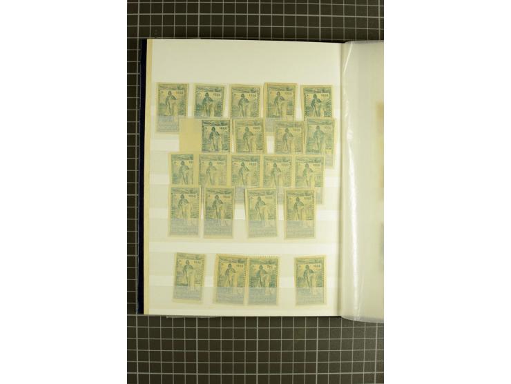 1920/23, Händlerbestand in zwei dicken Lagerbüchern, dabei über 800 Marken mit Dashnak-Aufdrucken sowie ein sehr guter Teil n