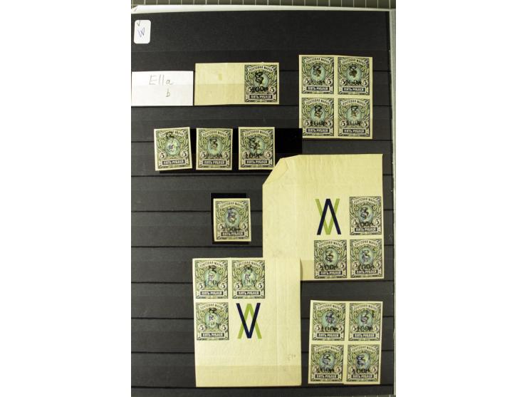 1920/21, Kombinationsaufdruck, Rbl.-Aufdruck auf Z-Aufdrucken, 16seitiges Lagerbuch mit über 300 echten Werten, viel ex  Tchi