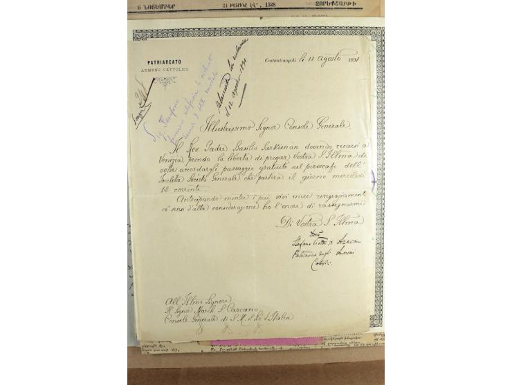 BESONDERHEITEN: 19. Jahrhundert bis 1950 (ca.), dabei Zeitungen, Kirchendokumente, Diaspora Material sowie 5 Post Dokumente m