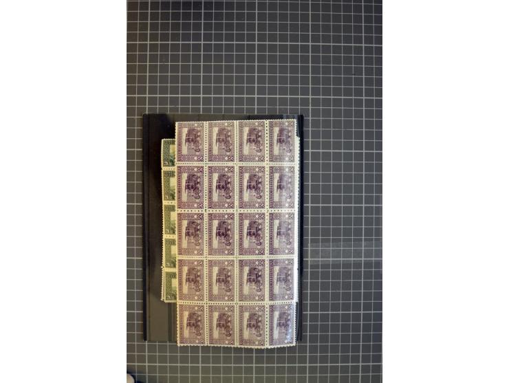 1906, Freimarken-Ausgabe 1 H. bis 5 Kr. komplet, jeweils in 20er-Bogenteil mit verschiedenen Mischzähnungen, dekorative und i