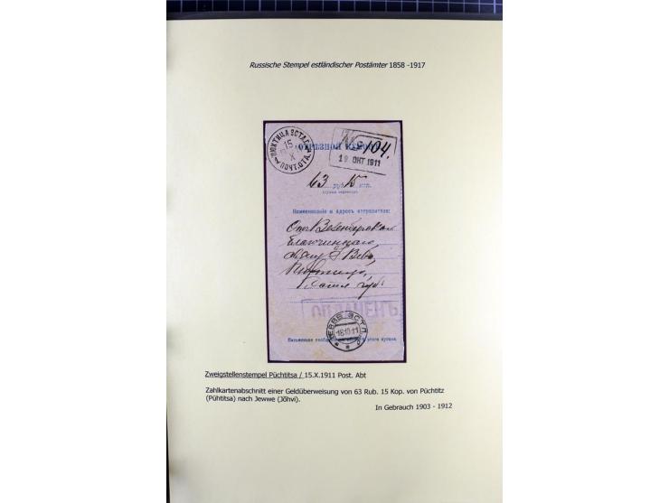 1858/1917, 60 Briefe, Karten und Ganzsachen mit kyrillischen Einkreisstempeln, Type 1-5 nach Hurt/Ojaste, auf beschrifteten A