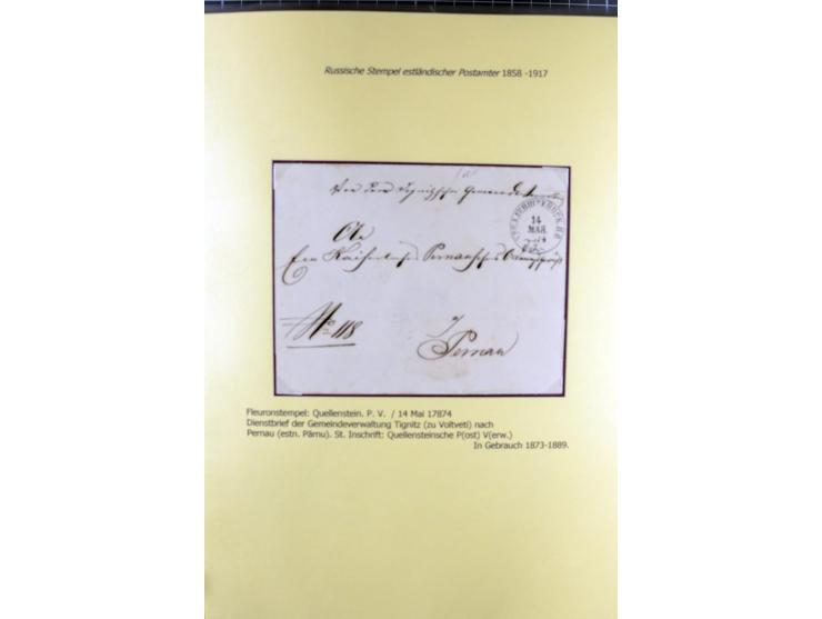 1858/1917, 60 Briefe, Karten und Ganzsachen mit kyrillischen Einkreisstempeln, Type 1-5 nach Hurt/Ojaste, auf beschrifteten A
